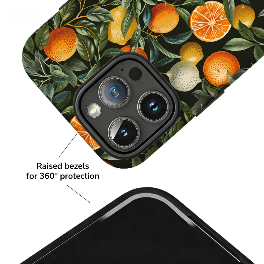 Magnetische iPhone Hülle mit Vintage Botanischem Zitrus-Motiv in Multicolour für Apple iPhone 17 16 15 14 Pro Max Plus 13 12 mit Doppelschichtiger Abdeckung - Bild 3
