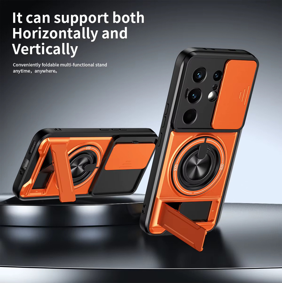 Stoßfeste Panzer-Handyhülle für Tecno Camon 50 40 30 20 Pro, Pova 6 Neo 7 Ultra mit Kameraschutz, Ständer und magnetischer Abdeckung in Orange - Bild 3