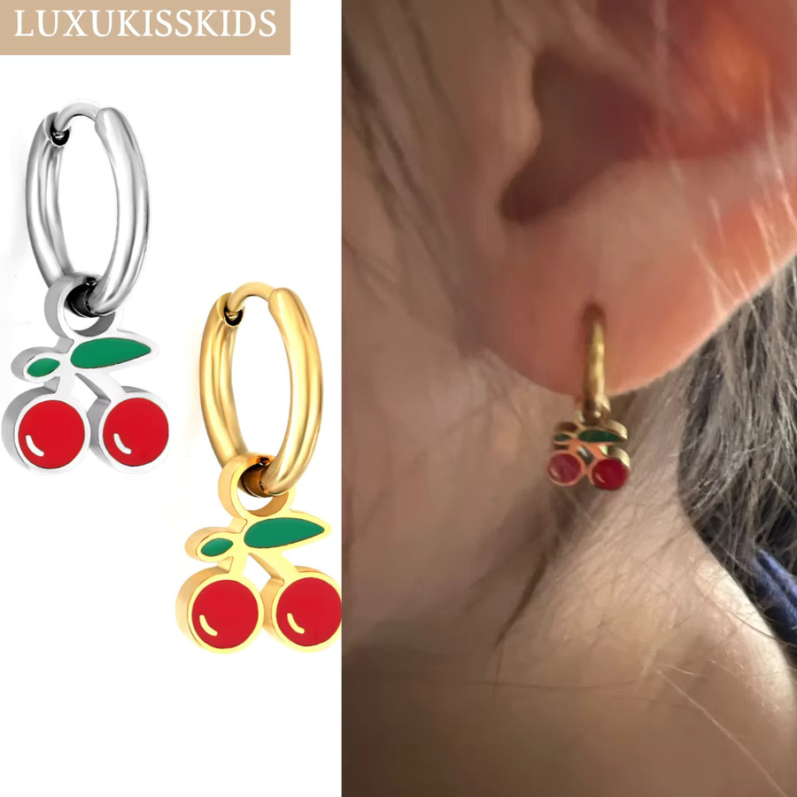 LUXUKISSKIDS Ohrringe, Erdbeer-Charms, rote Kirsche, Tropfenanhänger, Damen - Bild 2