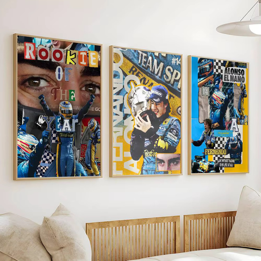 Fernando Alonso Racing Poster Selbstklebender Wandaufkleber in Mehrfarbig für Bar Room Decor - Bild 5