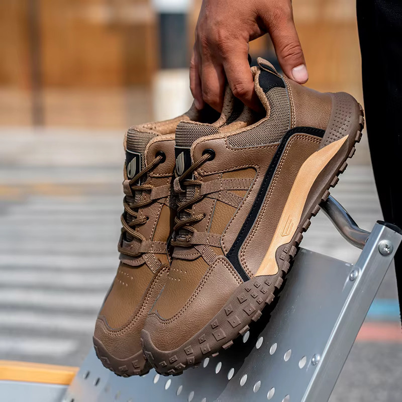 Sicherheitsschuhe für Herren mit Stahlkappe und Kevlar-Einlegesohle, pannensichere und bruchsichere Arbeitsstiefel in Braun - Bild 3