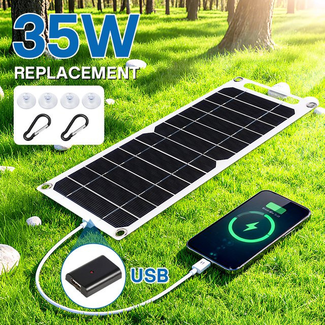 luxuglow Tragbares Sunpower Solarpanel 35W mit USB-Stabilisator-Ladegerät in Schwarz - Bild 1