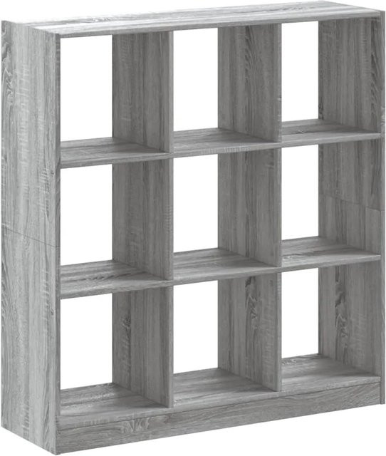 vidaXL Bücherregal Cube in Grau, modernes Wandregal aus Holzwerkstoff, B/T/H: 102 x 32 x 108 cm - Bild 1