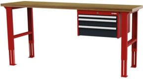STIER Höhenverstellbare Werkbank mit Schubladen in Rot und Grau, B/T/H: 150 x 60 x 76-106 cm - Bild 1