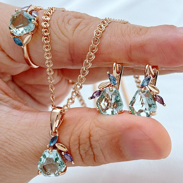Kinel Schmuck-Set, 585 Gold, Roségold, Zirkonia, Damen, Vintage - Bild 1