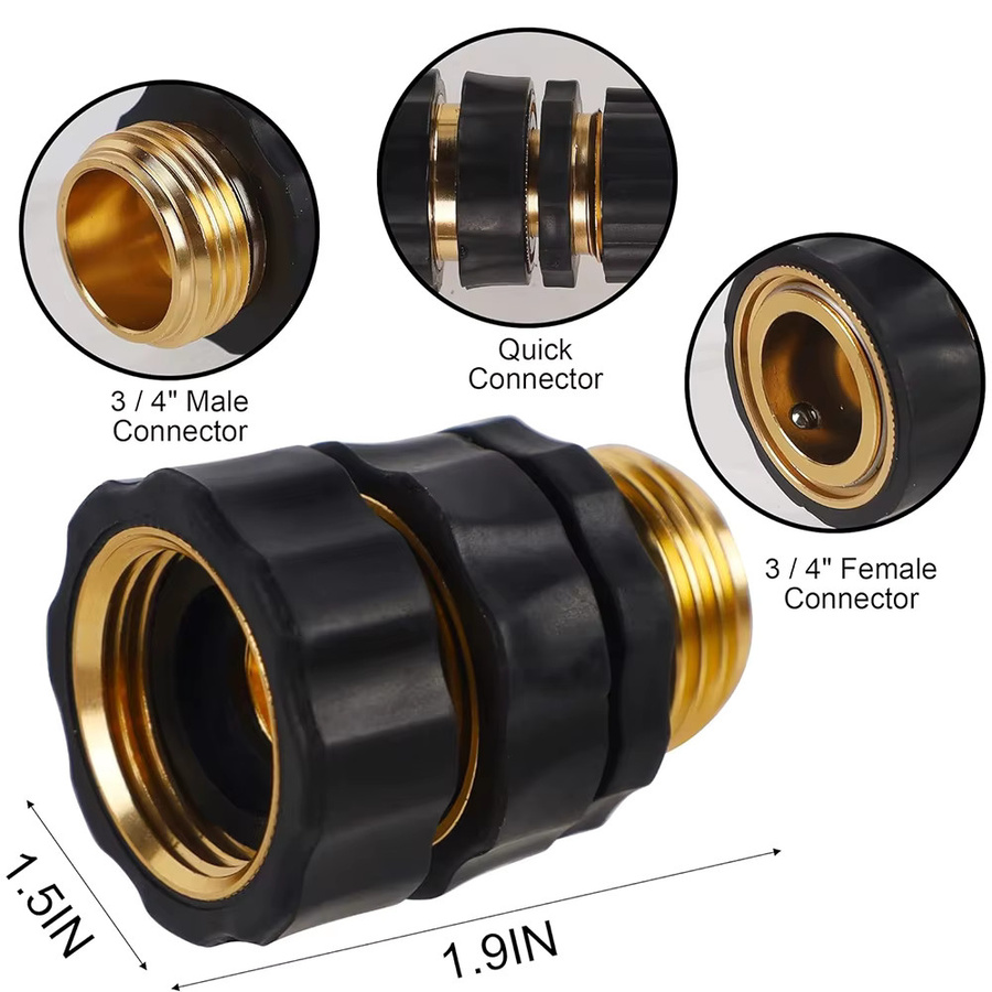Kaikarai Gartenschlauch-Schnellkupplung Set 3/4 Zoll in Gold mit männlichen und weiblichen Schnellverbindungsstücken für dein Gartenschlauch-Zubehör - Bild 4