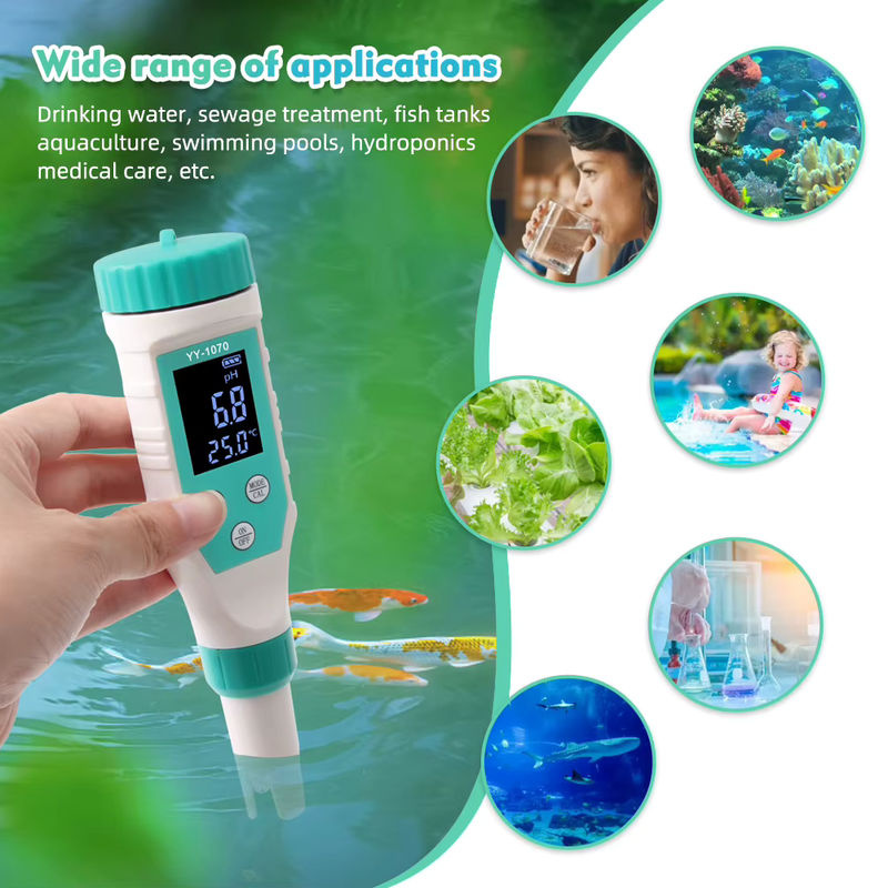 Yieryi 7-in-1 Digitaler Wasserqualitätsanalysator für Schwimmbäder und Spa zur Messung von pH-Wert, Salz, ORP, TDS, EC und FAC - Bild 4