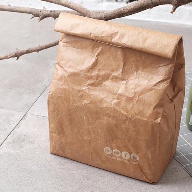 Isolierte Thermotasche für dein Mittagessen als wiederverwendbare Kühlertasche mit Magnetverschluss in Beige und Braun - Bild 1