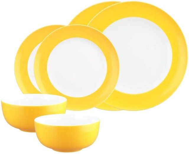 Seltmann Weiden Liberty Pure Colors Basic-Set 6-teilig aus Porzellan in Yellow Glow - Bild 1