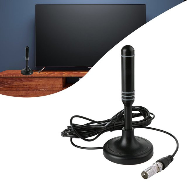 APWIKOGER HDTV-Antenne mit 300 cm Koaxialkabel für digitalen HD-Freeview-Empfang im Innen- und Außenbereich, Schwarz/Silber - Bild 1