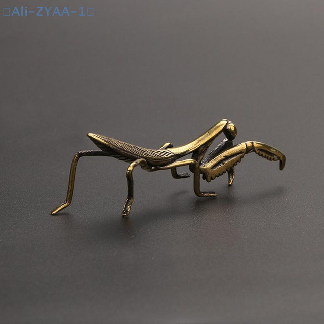 JETTING Kupfer-Mantis Miniatur-Ornament in Bronze und Gold als antikes Tee-Haustier und dekoratives Bastelzubehör - Bild 1