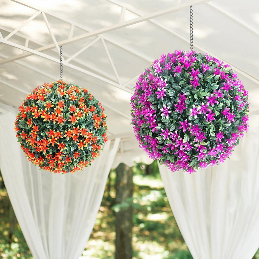 Hängende Blumenkugel aus Kunststoff von TheDailyPress in Grün, Lila, Orange oder Magenta, Durchmesser: 20 cm - Bild 3