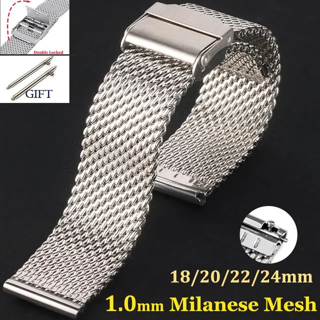 nxalp Uhrenarmband Milanese Mesh, Edelstahl, Silber, Unisex - Bild 1