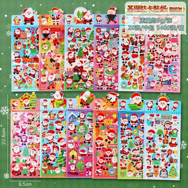 Weihnachten Goo Kartenaufkleber für Kinder, dekorative und wasserfeste DIY selbstklebende Aufkleber in Multicolor und Weiß - Bild 1