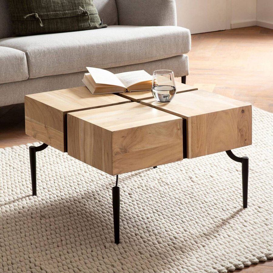 Couchtisch Wohnling aus Akazie Massivholz in Braun, B/H/T: 60 x 40 x 60 cm - Bild 3