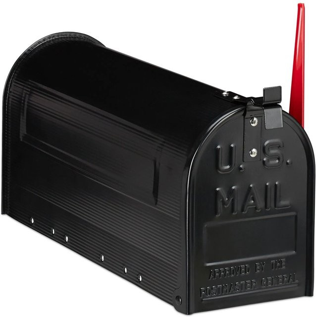 Relaxdays US Briefkasten aus Stahl in Schwarz, H x B x T: 48 x 22 x 16 cm - Bild 1