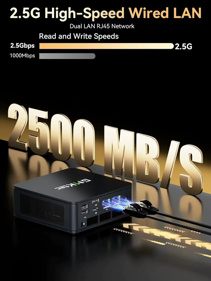 GMKtec M6 Ultra Mini-PC mit AMD Ryzen 5 7640HS, Radeon 760M, DDR5, PCIe 4.0 NVMe SSD, WiFi 6E, Bluetooth 5.2 und Windows 11 Pro in Schwarz - Bild 3