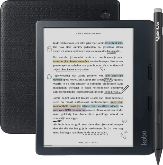 Kobo Libra Colour E-Ink E-Reader in Schwarz inklusive Kobo Stylus 2 - Bild 1