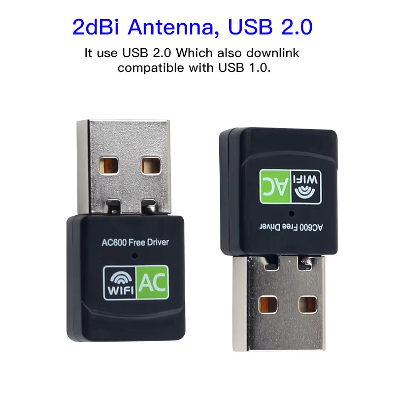 Fenvi USB-WLAN-Adapter Dual-Band 2,4GHz und 5GHz mit 600Mbps, treiberfreier Mini-WLAN-Empfänger für USB-A, Schwarz - Bild 3