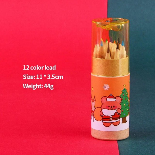 Bestbags Weihnachtsset mit 12 farbigen Holzfarbstiften und Spitzer für Kinder zum Zeichnen und Malen in Orange und Multicolour - Bild 1