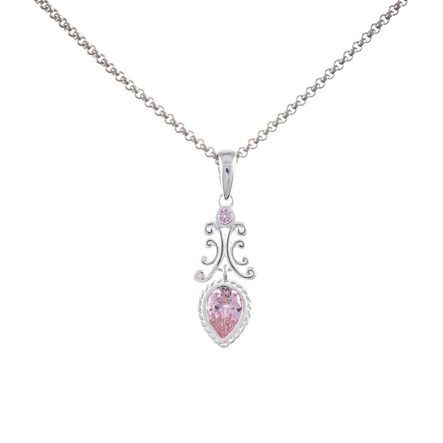 Anhänger mit Kette, 925 Silber, Zirkonia, rosa, Unisex - Bild 1