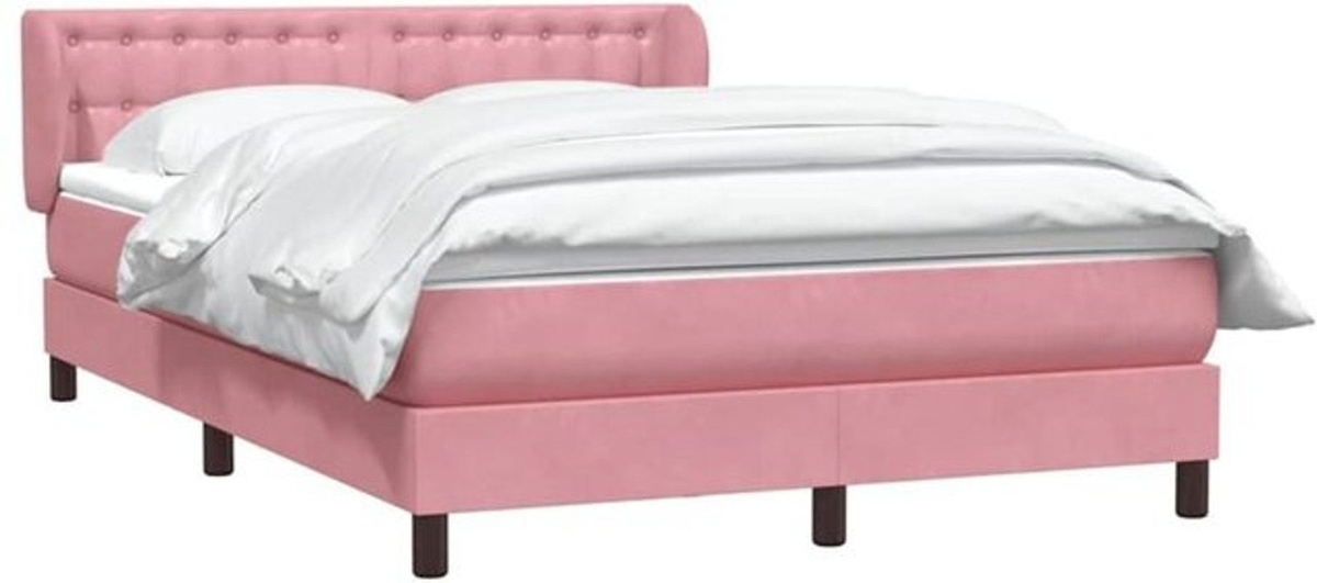 vidaxl Boxspringbett mit Matratze in Rosa und Weiß aus Samt, B/T/H: 160 x 220 x 163 cm - Bild 1