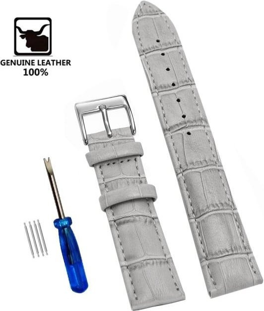 Ka Chen Muxi Uhrenarmband Leder, 14mm, grau, Herren - Bild 1
