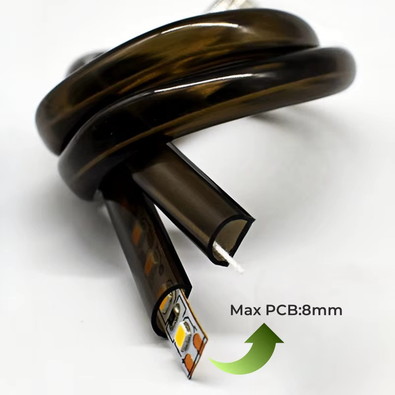 Khelse D-förmiger flexibler Silikonschlauch-Diffusor für LED-Streifen, schwarzer wasserdichter Gummischlauch für DC24V-Seillampen - Bild 5