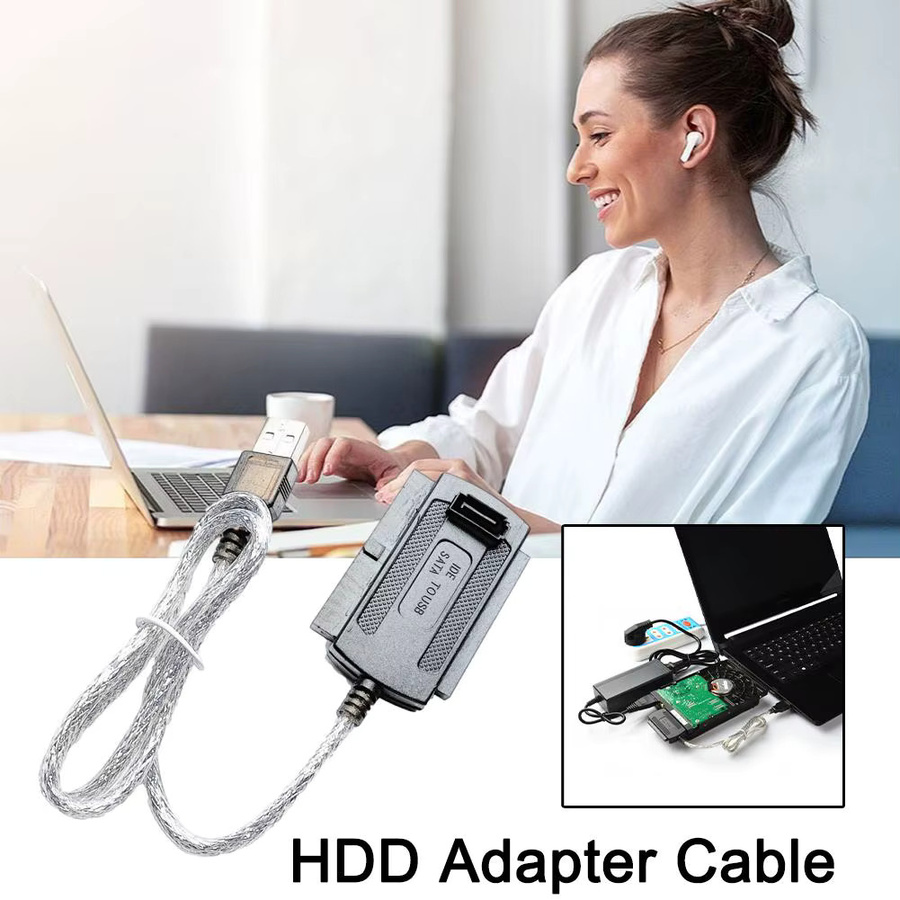USB 2.0 Adapter für 2,5 und 3,5 Zoll IDE und SATA Festplatten, USB-zu-IDE-SATA Schnittstelle für PC und Laptop, Schwarz - Bild 4