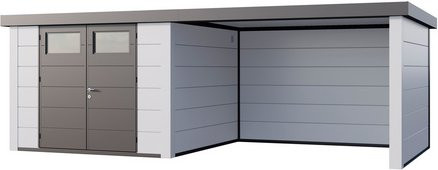 Telluria Gerätehaus Classico 3030 mit Lounge L Rechts und weißen Ecken, B/H/T: 642 x 238 cm, Weiß - Bild 1