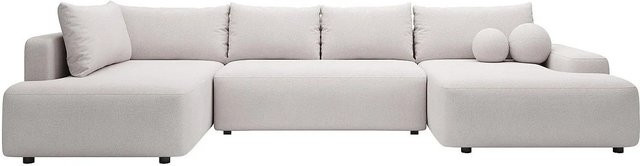 Vente-unique Schlafsofa Daviso in Beige mit L-Form und Stoffbezug, Breite: 360 cm - Bild 1