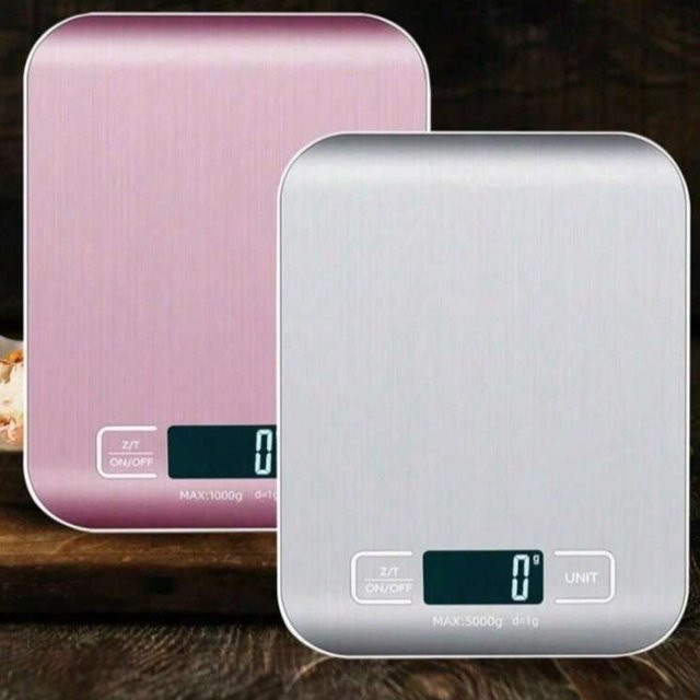 Digitale Küchenwaage von FEB.WIND aus Edelstahl mit LCD-Display und Tara-Funktion, 10 kg Kapazität, Silber oder Pink - Bild 1