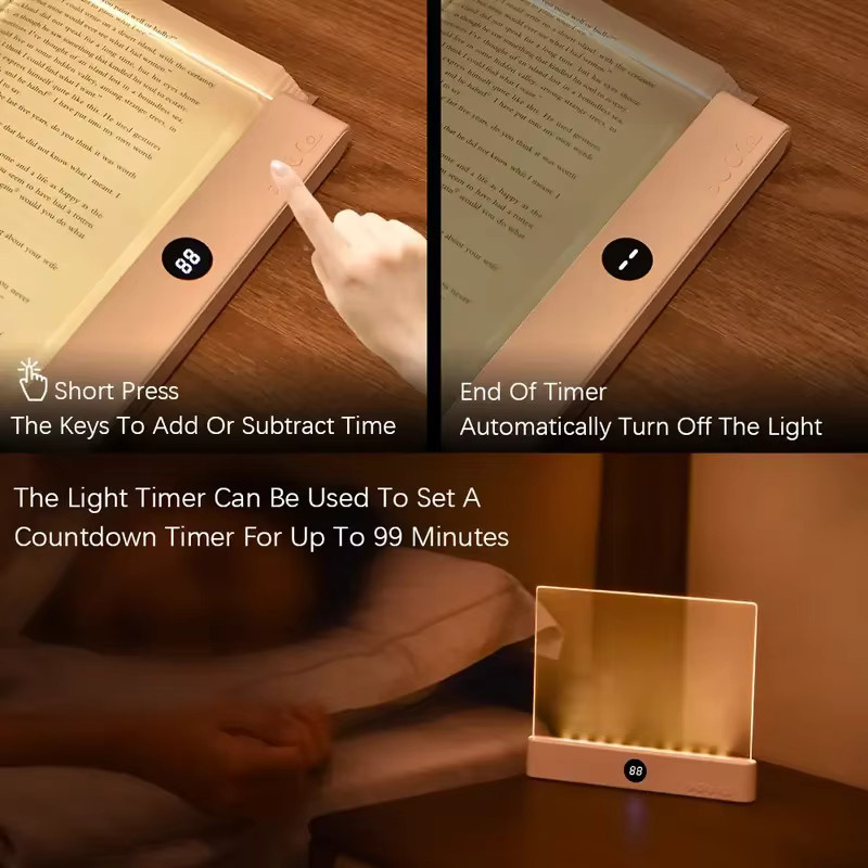 DBF Intelligente LED-Leselampe mit 3 Lichtfarben und Timer, wiederaufladbare flache Buchbeleuchtung für die Nacht mit augenfreundlichem Licht - Bild 4