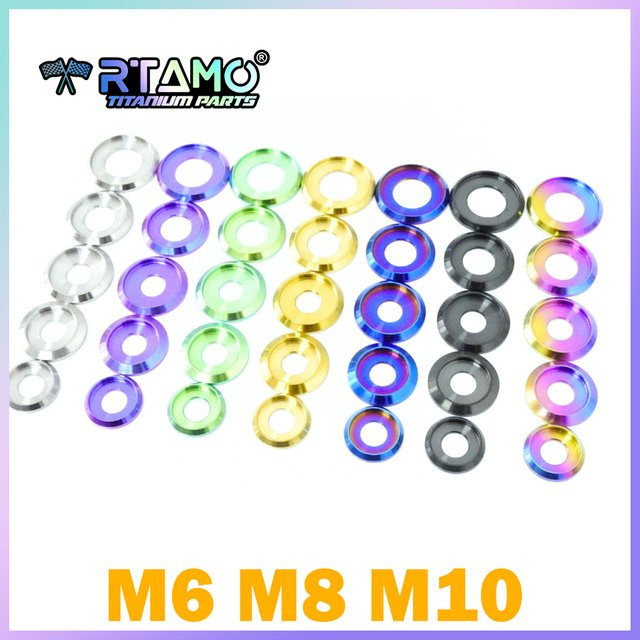 RTAMO Titandichtungen als Stufenscheiben für Fahrrad- und Motorradumwandlungen M6 M8 M10 in Silber und Multicolour - Bild 1