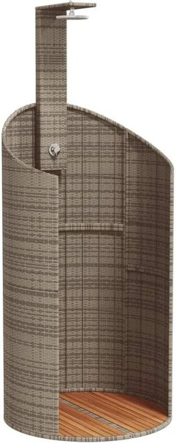 vidaXL Freistehende Gartendusche aus Poly-Rattan und Akazienholz in Grau, B/T/H: 100 x 100 x 241,5 cm - Bild 1