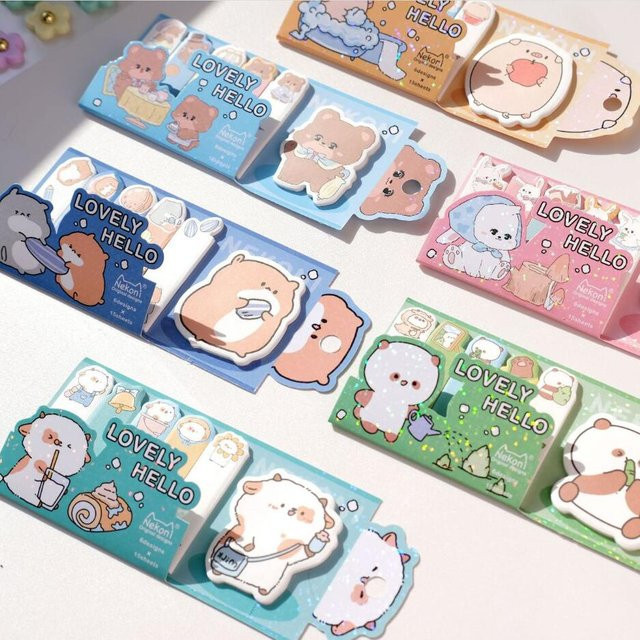 NEKONI Kawaii Memo Pad mit Hamster, Schwein und Panda Motiven, Mehrfarbig, Blanko-Notizblock für Schule und Büro - Bild 1