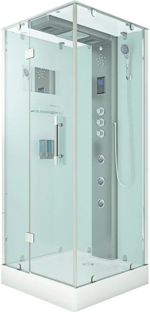 AquaVapore Duschkabine Komplettdusche D38-00L1 mit Regendusche, Handbrause, Thermostat und LED-Beleuchtung, B/T: 80 x 80 cm, Transparent/Weiß - Bild 1
