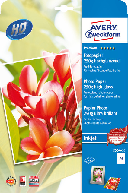 Avery Zweckform Fotopapier 2556-20 Glossy Inkjet A4 - Bild 1