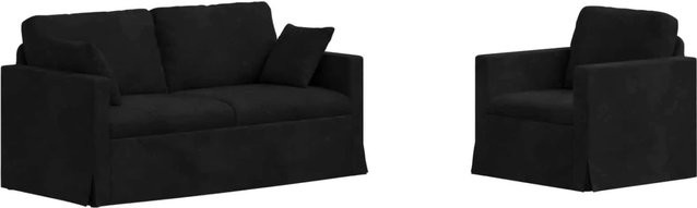 vidaXL Sofa 2-teilig in Schwarz aus Samt mit Metallrahmen, Breite: 158 cm, Tiefe: 78 cm, Höhe: 80 cm - Bild 1