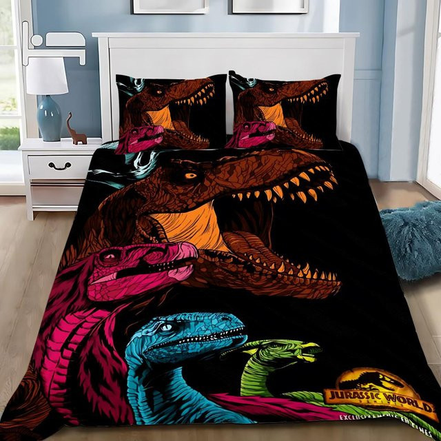 Gu Tao Dinosaurier Bettwäsche Set mit Bettbezug und Kissenbezügen, Mehrfarbig, B/H: 150 x 200 cm - Bild 1