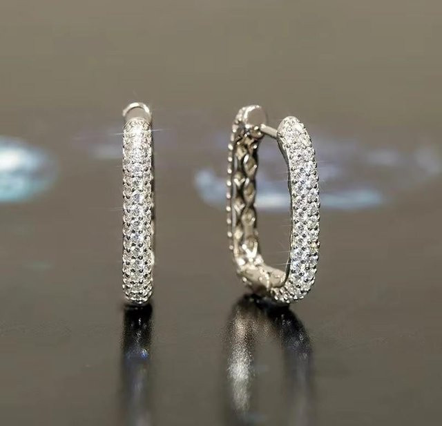 YIRAN Jewelry Creolen, Kupfer, Silber, Zirkonia, Damen - Bild 1