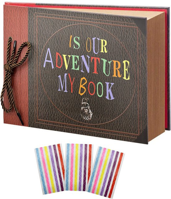 Handgefertigtes Abenteuerbuch Scrapbook-Album aus Kunstleder in Braun mit 80 Seiten, B/H: 29,5 x 19 cm - Bild 1