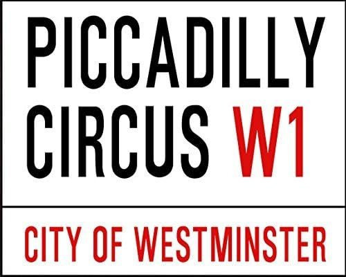 DestinyS Vintage Straßenschild Piccadilly Circus Westminster London als Metall-Wanddeko in Multicolour, B: 20,0 cm, H: 14,0 cm - Bild 1