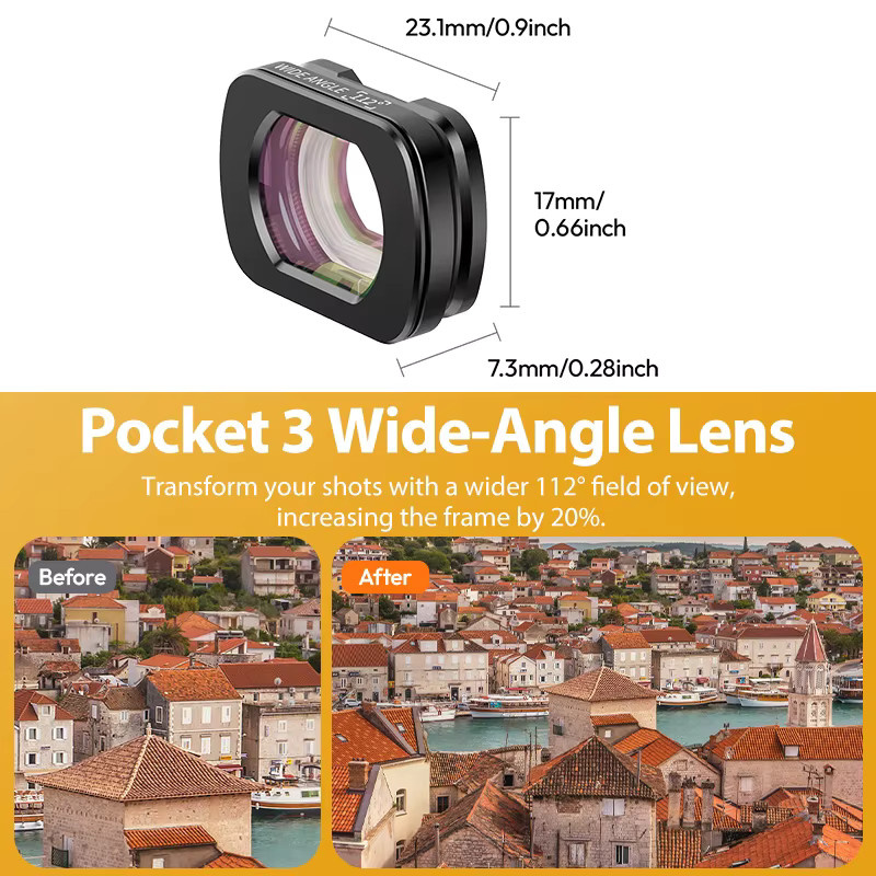 Ulanzi F35 Magnetisches 1,5X Teleobjektiv mit Weitwinkel 112 Grad für DJI Osmo Pocket 3 und Pocket 4, Schwarz - Bild 2