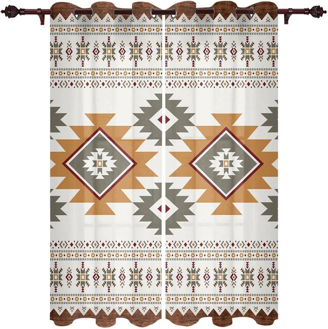 Yiran Furniture Boho Tribal Totem Fenstervorhang mit Grafik-Design, 2 Panele, Multicolour, B/H: 100 x 130 cm - Bild 1