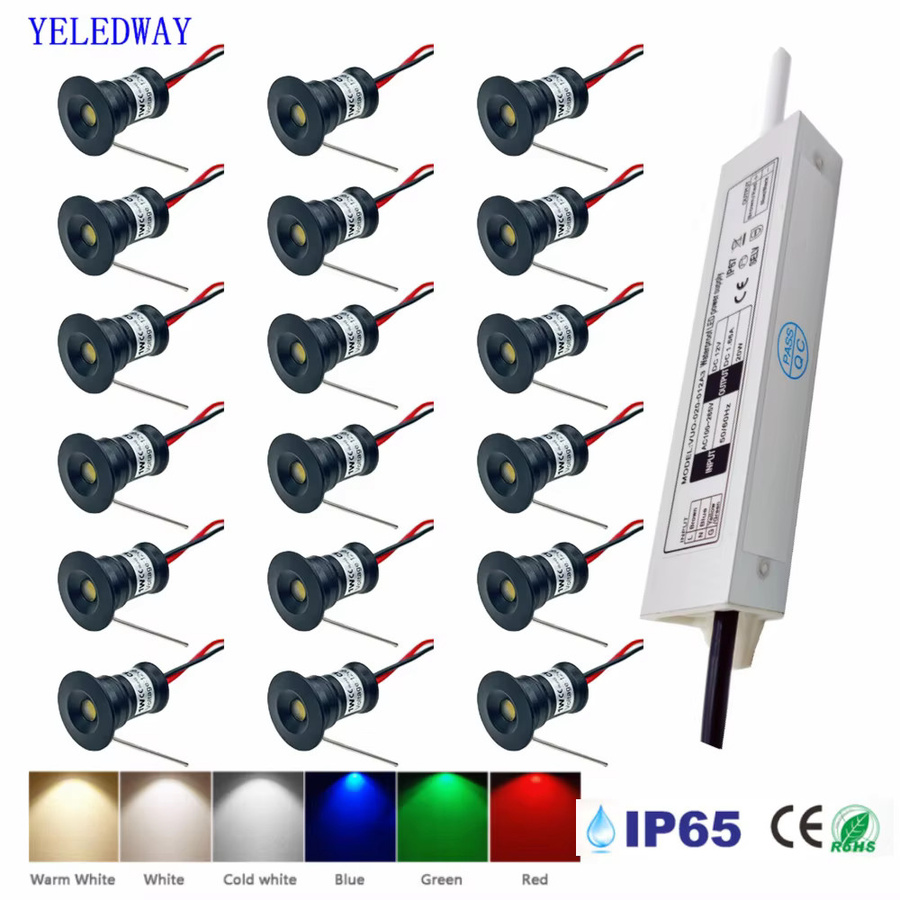 YELEDWAY Mini-LED-Einbaustrahler IP65 12V mit Transformator, runder Decken-Downlight für Treppen und Schränke, Weiß - Bild 4