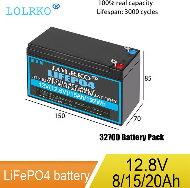 ALalito LiFePO4-Batterie 12V 20Ah mit integriertem BMS in Schwarz - Bild 1