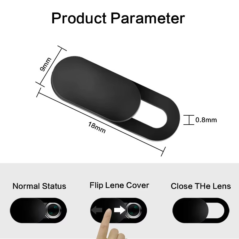 Kameraabdeckung mit Verschlussmagnet als Schieber aus Kunststoff für Webcam, Laptop, Tablet und Smartphone in Schwarz oder Weiß - Bild 3