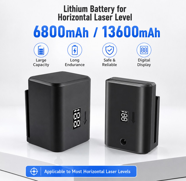 PURFIELD Wiederaufladbarer Li-Ionen-Akku für Laser-Nivelliergeräte in Schwarz, 6800/13600mAh Kapazität für 8/12/16 Linien 3D Grünstrahl Selbstnivellierende Werkzeuge - Bild 1