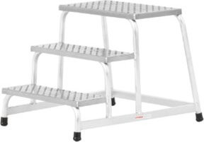 Hymer Maschinentritt R13 Plattformleiter aus Aluminium in Silber, 3 Stufen, B/T/H: 150 x 58 x 35 cm - Bild 1